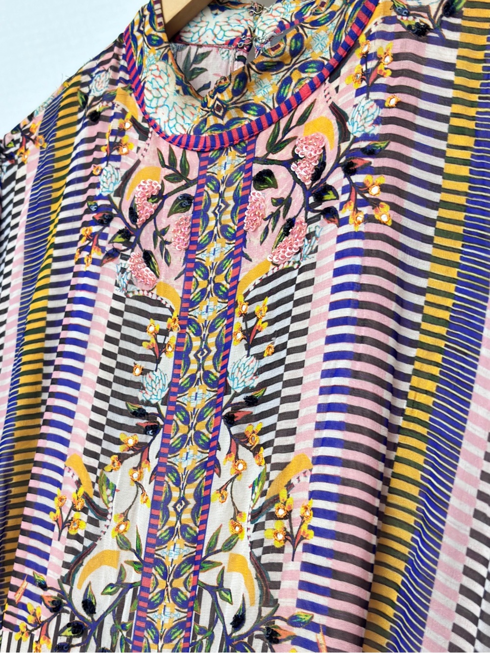 Anthropologie Boho Bhanuni by Jyoti Anastasia Sequin Floral Maxi Dress Large 12 - Picture 5 of 15